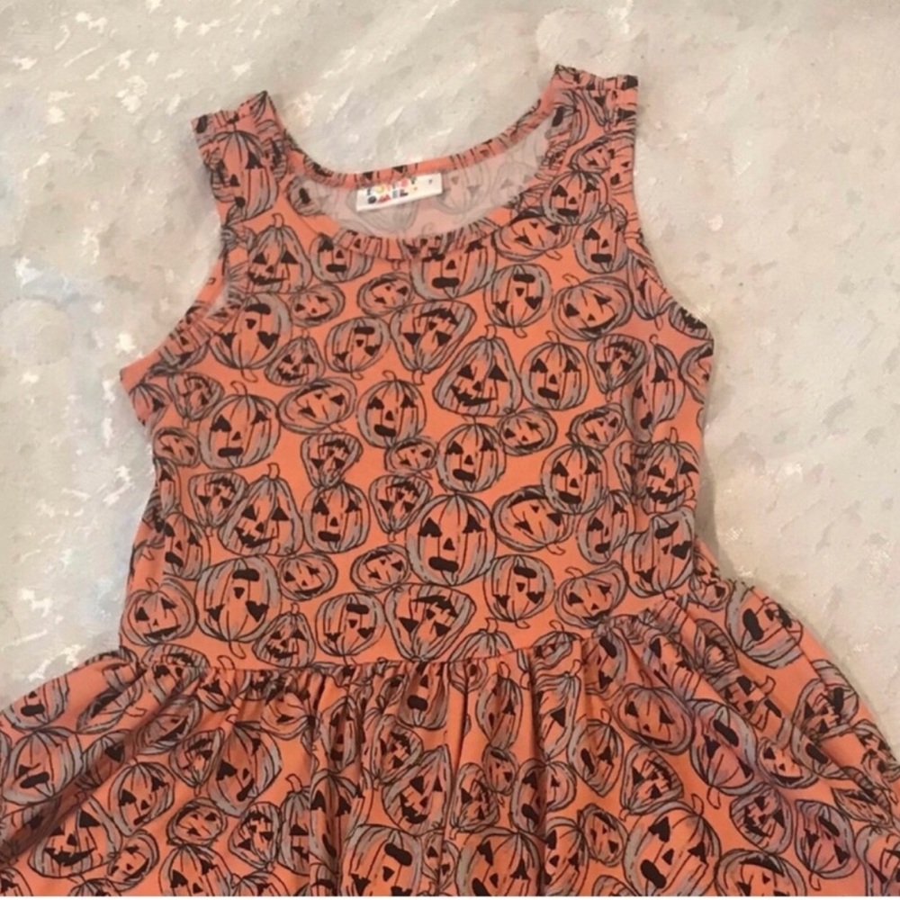 Dot Dot Smile Kids Pumpkin Print Halloween Dress - Size 7